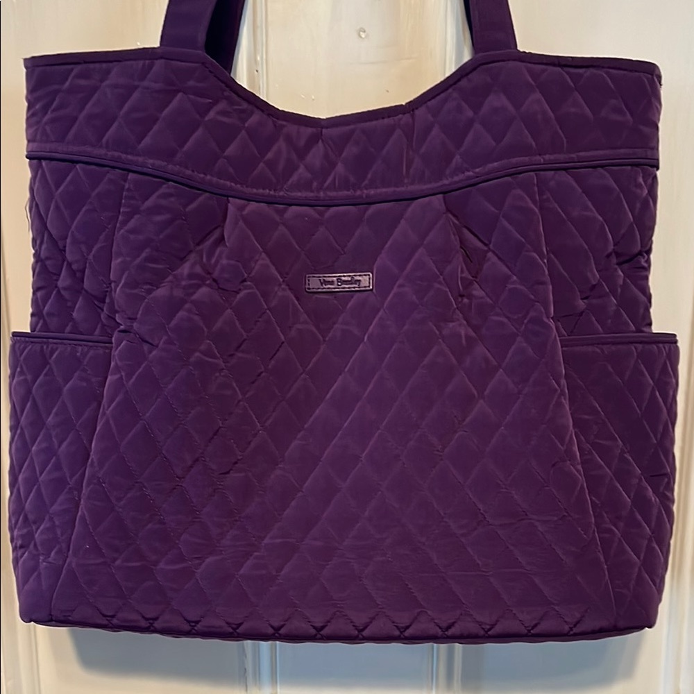Vera Bradley Purple Quilted Tote Bag with Diamond Stitching